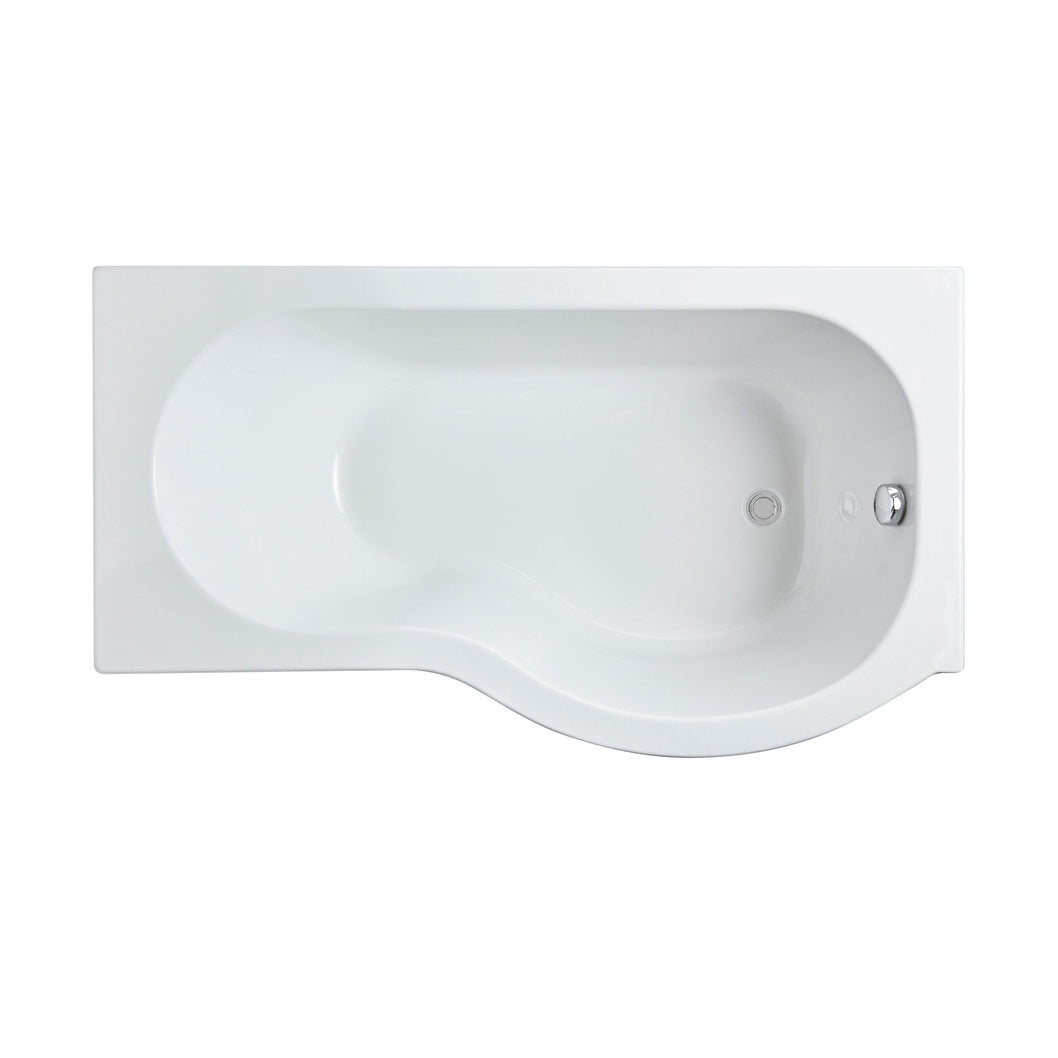 Nuie Shower Baths 1500mm Right Hand P-shaped Bath Contemporary White Acrylic 415x850x415mm - JJ Building Materials