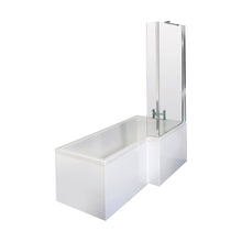 Nuie Shower Baths 1500mm Right Hand Square Shower Bath Set Contemporary White Acrylic,aluminium - JJ Building Materials