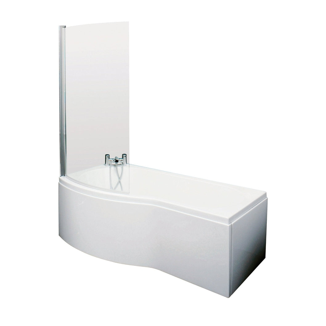 Nuie Shower Baths 1700mm B Shaped Left Hand Bath Set Contemporary White Acrylic,aluminium - JJ Building Materials
