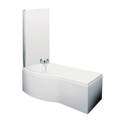Nuie Shower Baths 1700mm B Shaped Left Hand Bath Set Contemporary White Acrylic,aluminium - JJ Building Materials