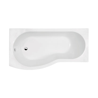 Nuie Shower Baths 1700mm Left Hand B-shaped Bath Contemporary White Acrylic 415x900x415mm - JJ Building Materials