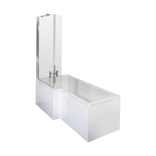 Nuie Shower Baths 1700mm Left Hand Square Shower Bath Set Contemporary White Acrylic,aluminium - JJ Building Materials