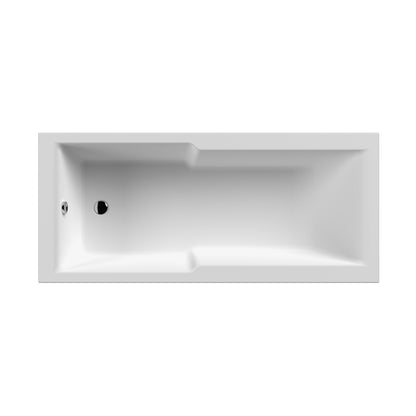 Nuie Shower Baths Square Straight Shower Bath 1700 X 750mm Contemporary White Acrylic - JJ Building Materials
