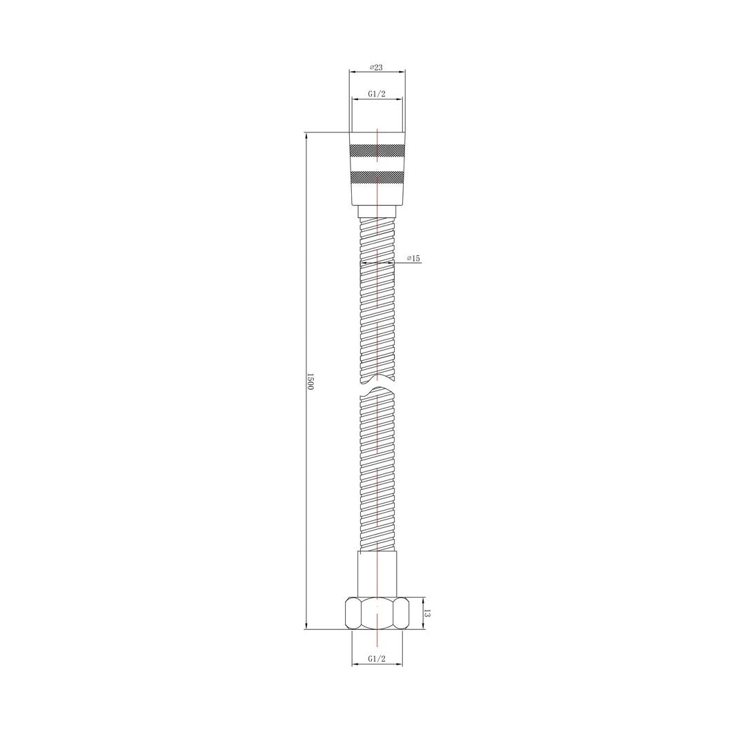 Nuie Shower Flex Contemporary Brushed Pewter Brass 1500x15x15mm - JJ Building Materials