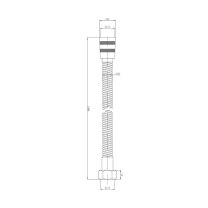 Nuie Shower Flex Contemporary Brushed Pewter Brass 1500x15x15mm - JJ Building Materials