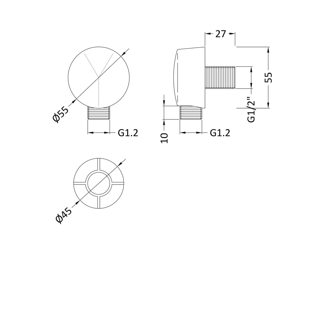 Nuie Shower Parts Outlet Elbow Contemporary Chrome ABS 53x53x26mm - JJ Building Materials