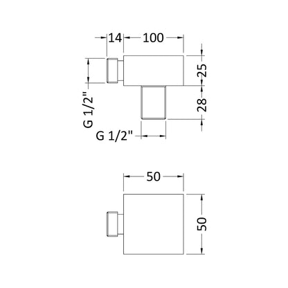 Nuie Shower Parts Outlet Elbow Contemporary Chrome Brass ABS 53x36x36mm - JJ Building Materials