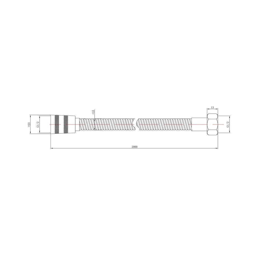 Nuie Shower Parts Shower Flex Contemporary Chrome Brass 2000x15x15mm - JJ Building Materials