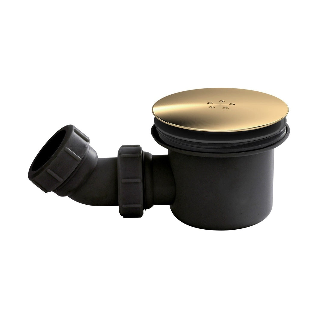 Nuie Shower Tray Wastes Black & Brass Fast Flow Shower Waste Contemporary Brushed Brass Polypropylene 99x116x116mm - JJ Building Materials