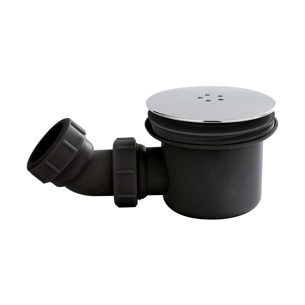 Nuie Shower Tray Wastes Black & Chrome Fast Flow Shower Waste Contemporary Black Chrome Polypropylene 99x116x116mm - JJ Building Materials