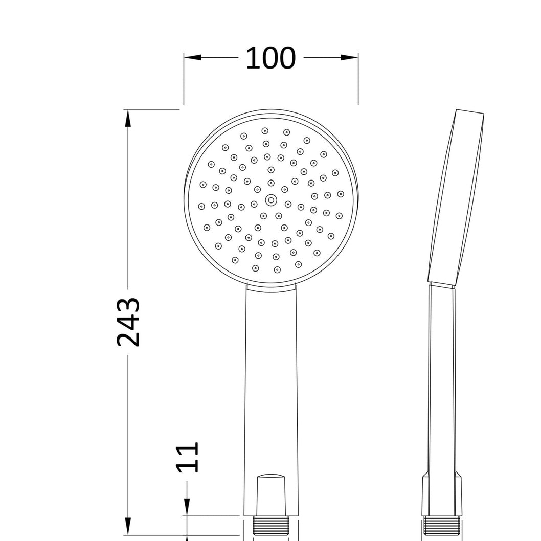 Nuie Single Function Water Saving Handset Contemporary Chrome ABS 243x100x23mm - JJ Building Materials