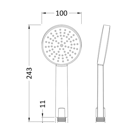 Nuie Single Function Water Saving Handset Contemporary Chrome ABS 243x100x23mm - JJ Building Materials