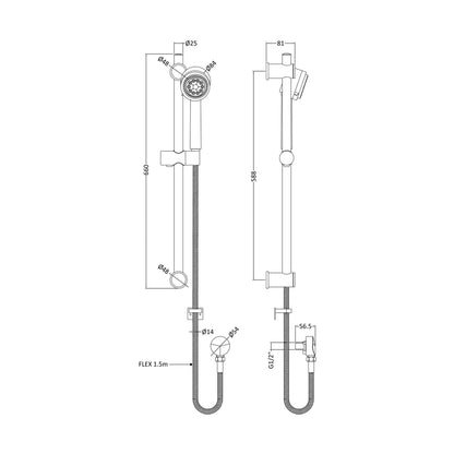 Nuie Slide Rail Kit Contemporary Chrome Brass ABS 660x25x81mm - JJ Building Materials
