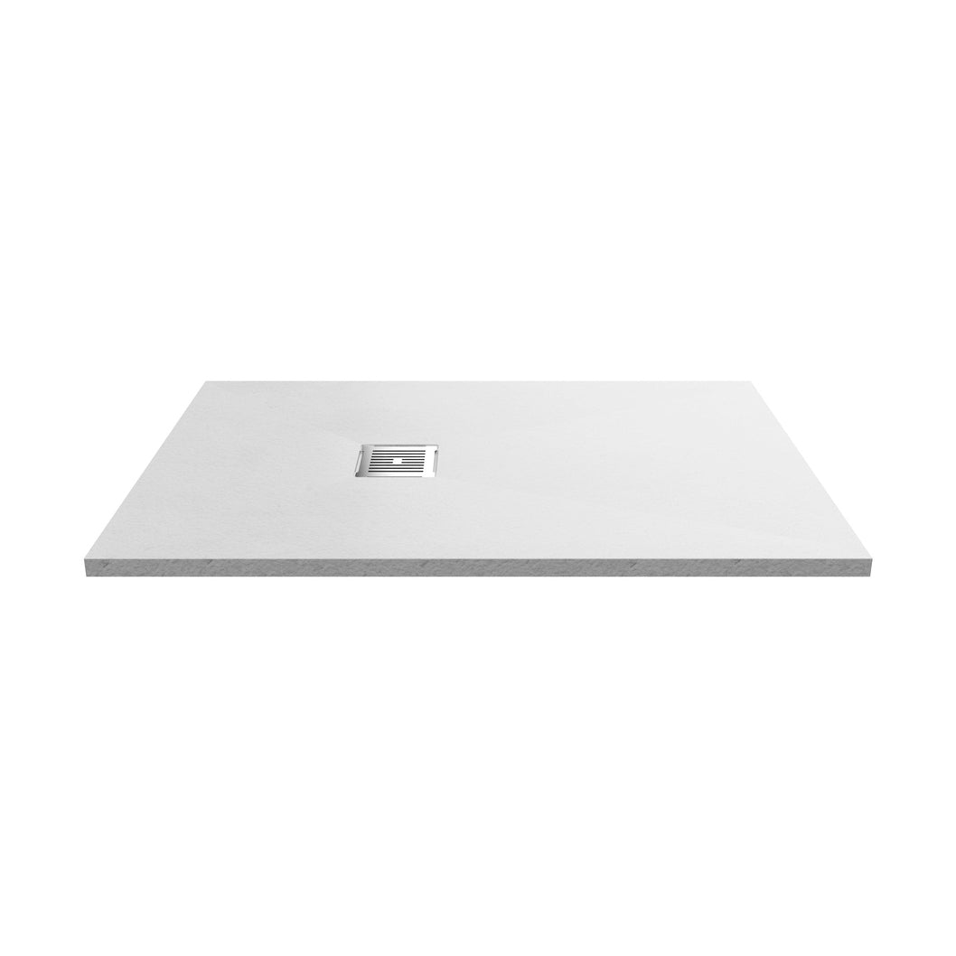 Nuie Slim Rectangular Trays Rectangular Shower Tray 1200 X 800mm Contemporary White Slate Acrylic Capped ABS Caco3 And Pu - JJ Building Materials