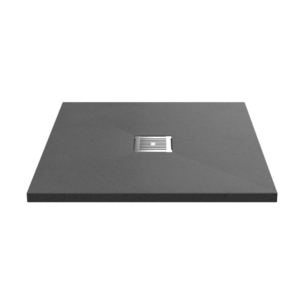 Nuie Slim Square Trays Square Shower Tray 800 X 800mm Contemporary Grey Slate Acrylic Capped ABS Caco3 And Pu - JJ Building Materials