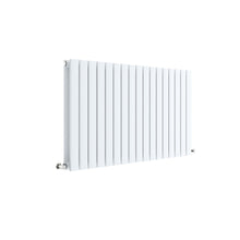 Nuie Sloane Horizontal Double Panel Radiator 600 X 992 Contemporary Satin White Steel 600x992x72mm - JJ Building Materials