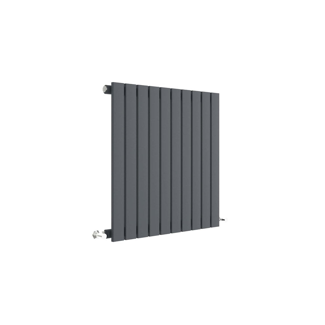 Nuie Sloane Horizontal Single Panel Radiator 600 X 586 Contemporary Anthracite Steel 600x586x53mm - JJ Building Materials