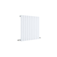 Nuie Sloane Horizontal Single Panel Radiator 600 X 586 Contemporary Satin White Steel 600x586x53mm - JJ Building Materials