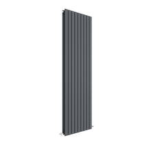 Nuie Sloane Vertical Double Panel Radiator 1800 X 528 Contemporary Anthracite Steel 1800x528x72mm - JJ Building Materials
