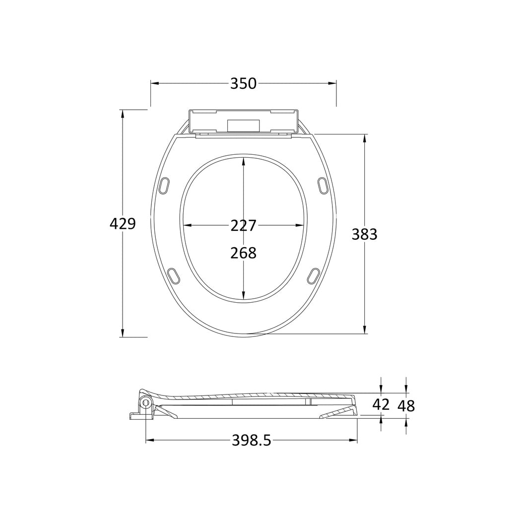 Nuie Soft Close Toilet Seat Contemporary White Polypropylene 50x350x420mm - JJ Building Materials