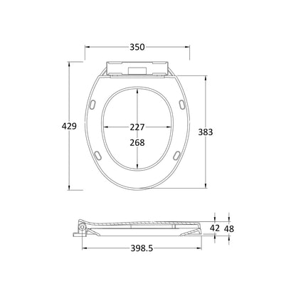 Nuie Soft Close Toilet Seat Contemporary White Polypropylene 50x350x420mm - JJ Building Materials