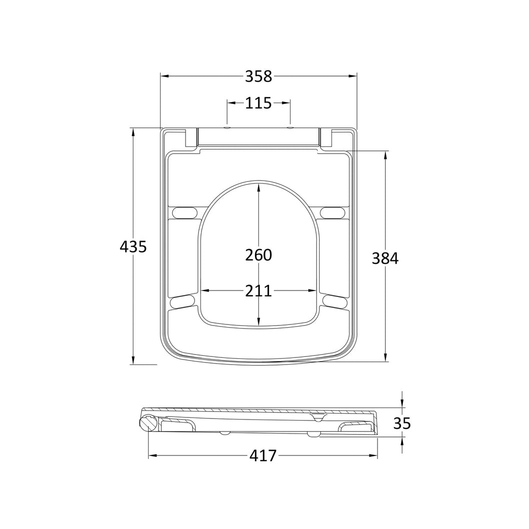Nuie Soft Close Toilet Seat Contemporary White Stainless Steel Nylon,urea 53x358x435mm - JJ Building Materials