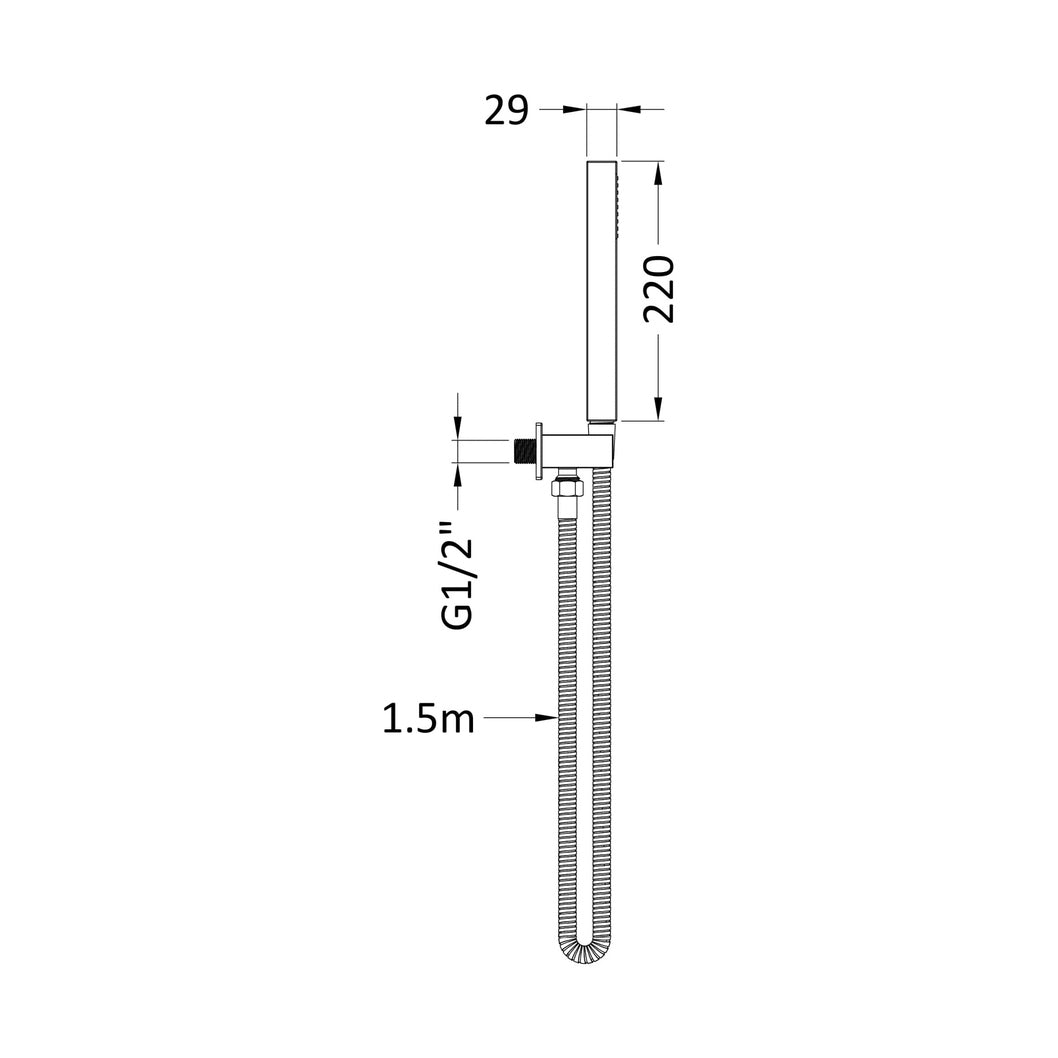 Nuie Sq Outlet Elbow C/w Parking Bkt & Kit Contemporary Brushed Pewter Brass ABS 1265x30x55mm - JJ Building Materials