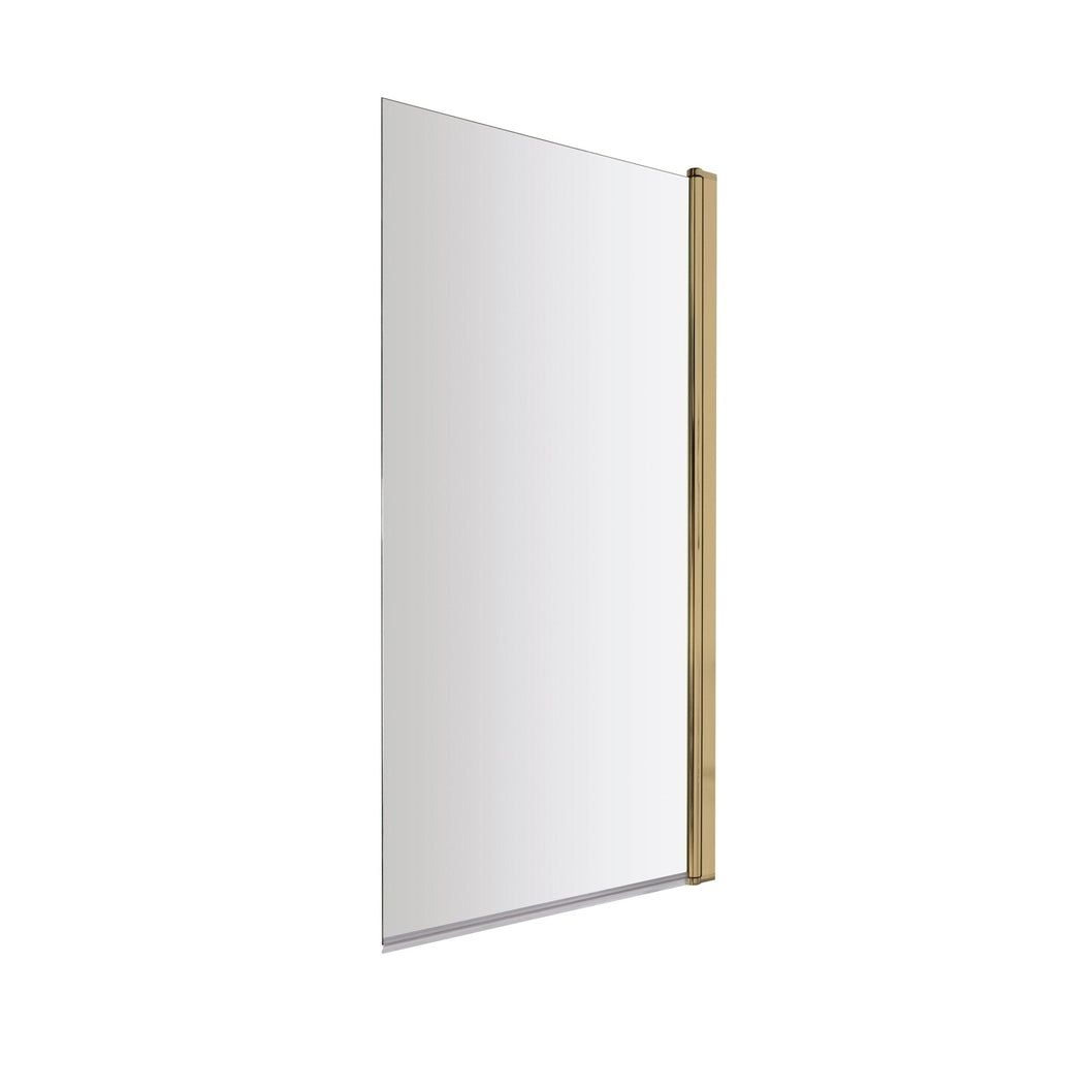 Nuie Square Bath Screen Contemporary Brushed Brass Aluminium 1430x790x24mm - JJ Building Materials