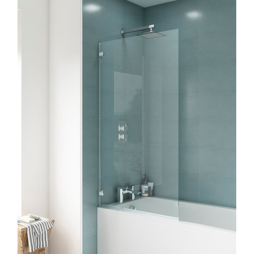 Nuie Square Bath Screen Contemporary Chrome Aluminium 1410x782x38mm - JJ Building Materials