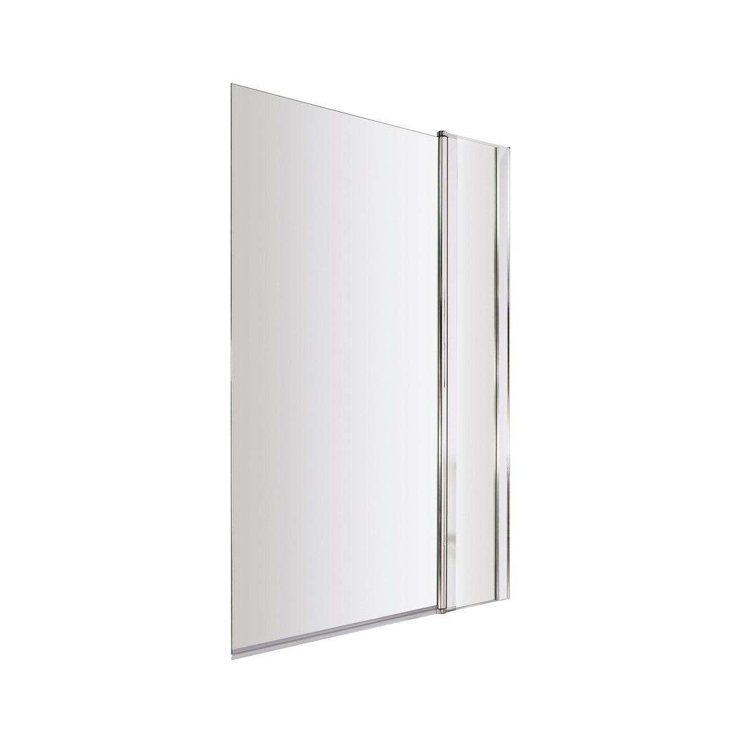 Nuie Square Bath Screen With Fixed Panel Contemporary Chrome Aluminium 1433x998x24mm - JJ Building Materials