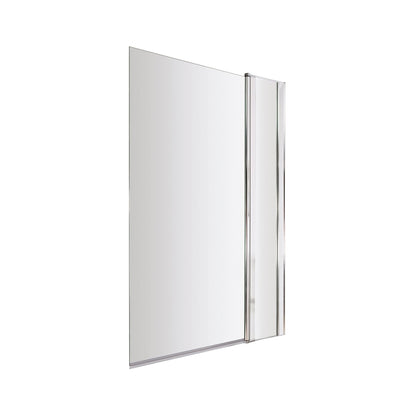 Nuie Square Bath Screen With Fixed Panel Contemporary Chrome Aluminium 1433x998x24mm - JJ Building Materials