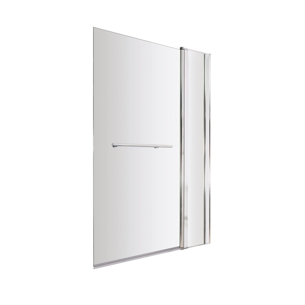 Nuie Square Bath Screen With Fixed Panel & Rail Contemporary Chrome Aluminium 1433x998x24mm - JJ Building Materials