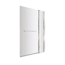 Nuie Square Bath Screen With Fixed Panel & Rail Contemporary Chrome Aluminium 1433x998x24mm - JJ Building Materials