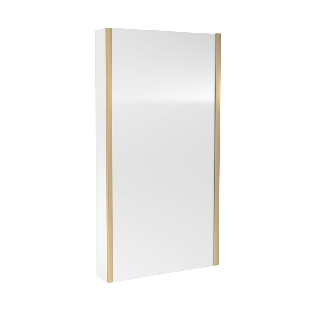 Nuie Square Bath Screen With Fixed Return Contemporary Brushed Brass Aluminium 1400x815x38mm - JJ Building Materials
