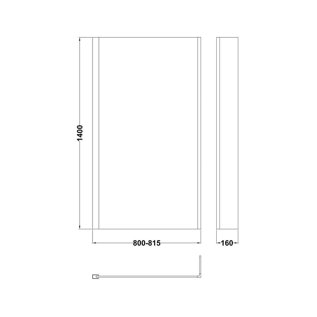 Nuie Square Bath Screen With Fixed Return Contemporary Brushed Brass Aluminium 1400x815x38mm - JJ Building Materials