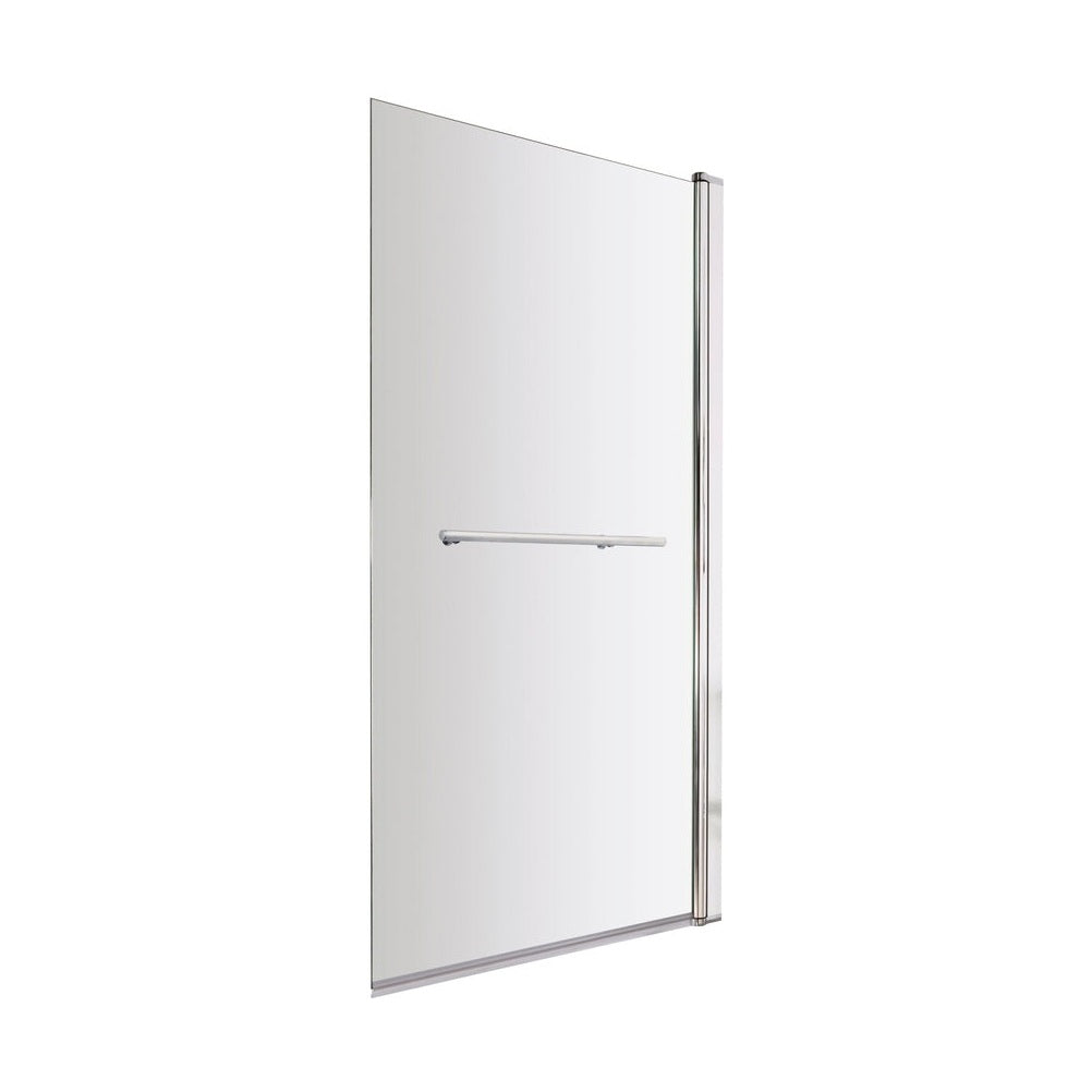 Nuie Square Bath Screen With Rail Contemporary Chrome Aluminium 1430x790x24mm - JJ Building Materials