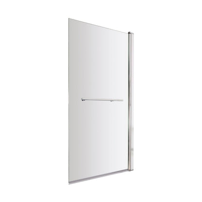 Nuie Square Bath Screen With Rail Contemporary Chrome Aluminium 1430x790x24mm - JJ Building Materials