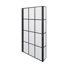 Nuie Square Black Framed Bath Screen With Fixed Return Contemporary Matt Black Aluminium 1430x795x150mm - JJ Building Materials