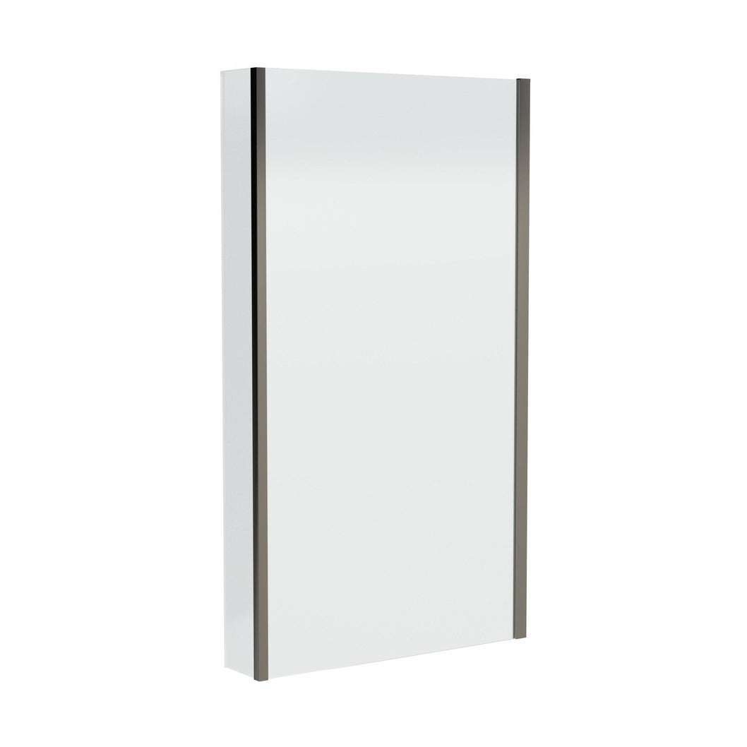 Nuie Square Fixed Bath Screen With Fixed Return - 6mm Contemporary Brushed Pewter Aluminium 1400x815x38mm - JJ Building Materials