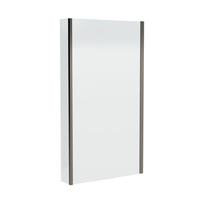Nuie Square Fixed Bath Screen With Fixed Return - 6mm Contemporary Brushed Pewter Aluminium 1400x815x38mm - JJ Building Materials