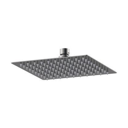 Nuie Square Fixed Head 200mm Contemporary Brushed Pewter Stainless Steel 50x200x200mm - JJ Building Materials