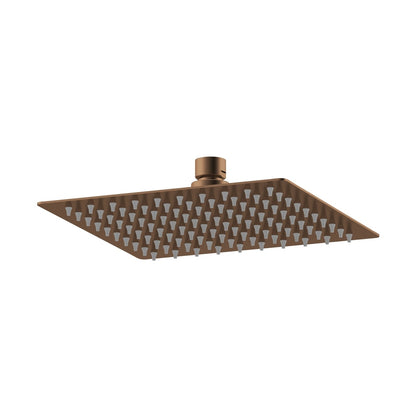 Nuie Square Fixed Head 200mm Diameter Contemporary Brushed Bronze Stainless Steel 50x200x200mm - JJ Building Materials