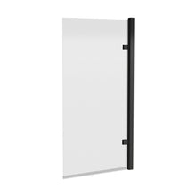 Nuie Square Hinged Bath Screen - 8mm Contemporary Matt Black Aluminium 1520x830x24mm - JJ Building Materials