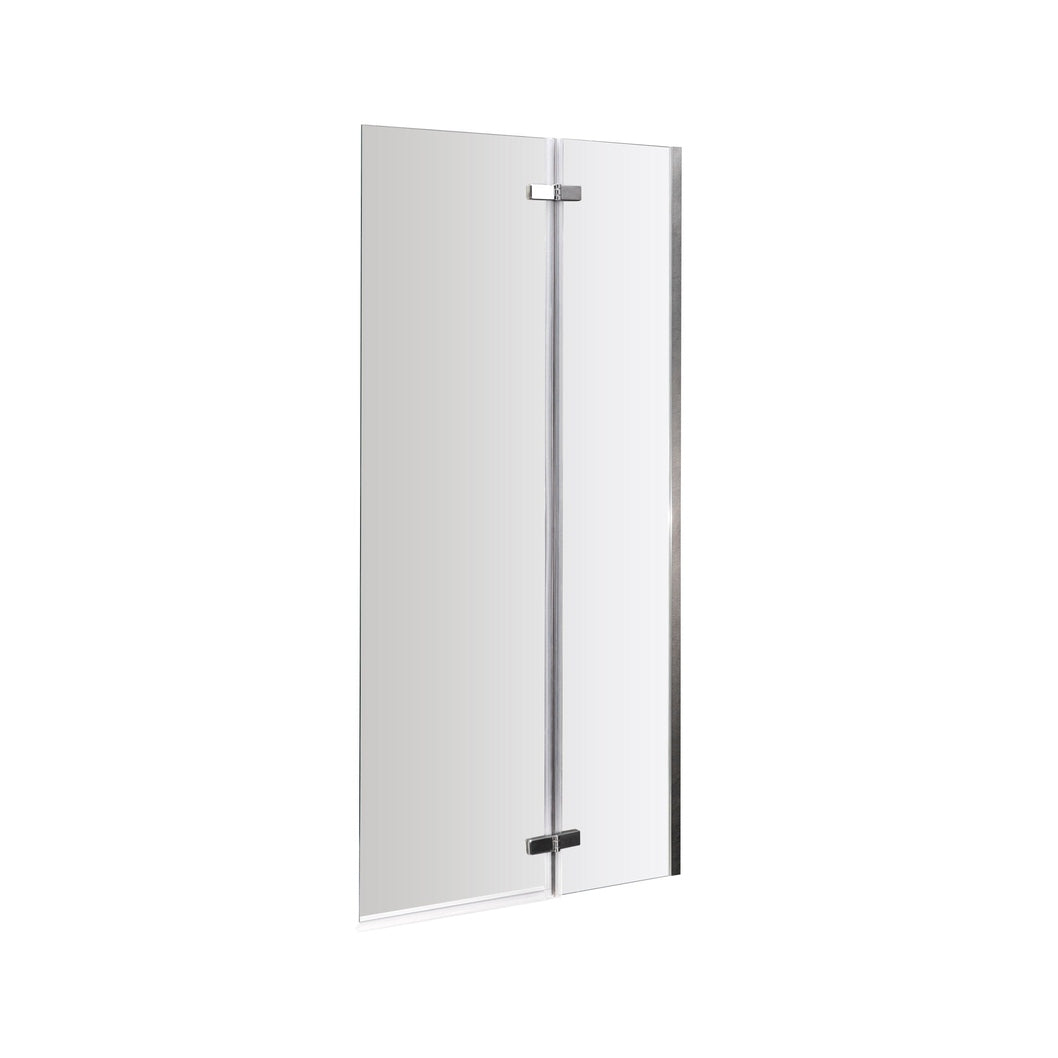 Nuie Square Hinged Bath Screen Contemporary Chrome Aluminium 1400x750x38mm - JJ Building Materials