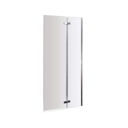 Nuie Square Hinged Bath Screen Contemporary Chrome Aluminium 1400x750x38mm - JJ Building Materials