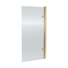Nuie Square Hinged Fluted Bath Screen - 8mm Contemporary Brushed Brass Aluminium 1520x830x24mm - JJ Building Materials