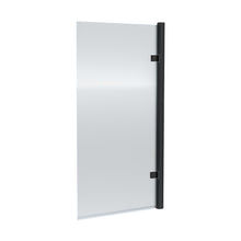 Nuie Square Hinged Fluted Bath Screen - 8mm Contemporary Matt Black Aluminium 1520x830x24mm - JJ Building Materials