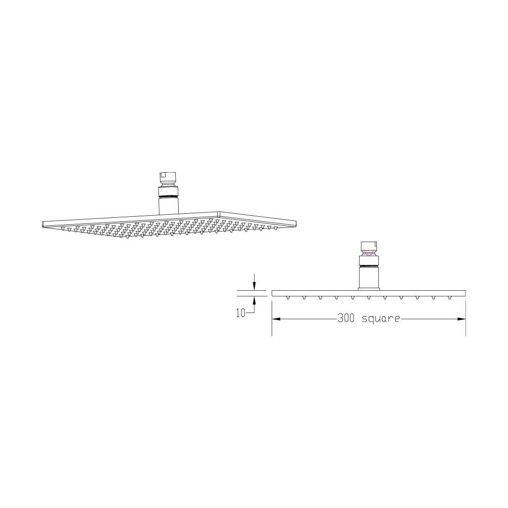 Nuie Square Led Fixed Head Contemporary Chrome Brass 58x300x300mm - JJ Building Materials