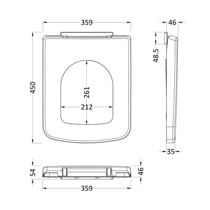 Nuie Square Soft Close Seat Contemporary White Polypropylene,stainless Steel Nylon 52x355x430mm - JJ Building Materials