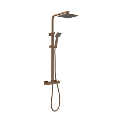 Nuie Square Thermostatic Bar Valve & Kit Contemporary Brushed Bronze ABS,brass 1200x200x465mm - JJ Building Materials